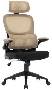 Sedia da ufficio flessibile in un moderno look a rete sedia da scrivania ergonomica con supporto cervicale e lombare sedia da gioco con schienale in rete traspirante e funzione dondolo ,Colore:Nero/Taupe