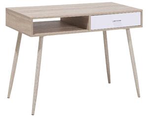 BELIANI Scrivania da ufficio marrone chiaro 100 x 48 cm con cassetto e ripiano. Design moderno