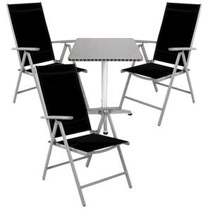 Set da bistrot 4 pezzi in alluminio - Tessuto / Nero