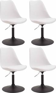 Set di 4 sedie da pranzo - sedie da cucina - design confortevole e girevole a 360° | Colore: Bianco | Colore base: Nero