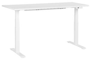 BELIANI Scrivania regolabile in altezza, piano bianco con struttura in acciaio, 160 x 72 cm, regolazione elettrica dell'altezza, per uffici moderni