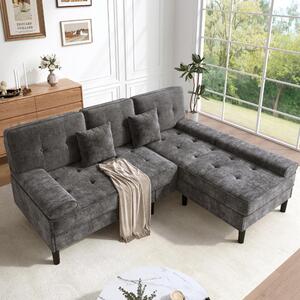 Divano angolare in velluto, forma a L, dimensioni 195x149x86 cm, divano a 3 posti con poggiapiedi regolabile, design modulare ideale per soggiorni e appartamenti