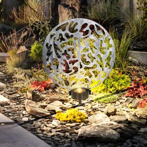 Lampada solare a LED, effetto luce, finitura argento anticato, altezza 41 cm