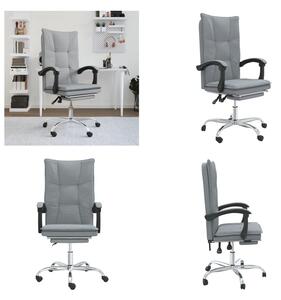 VidaXL Sedia da ufficio con funzione reclinabile in tessuto grigio chiaro - Sedia da ufficio con funzione reclinabile - Sedie da ufficio con funzione reclinabile - Sedia da ufficio con funzione relax - Sedia da scrivania