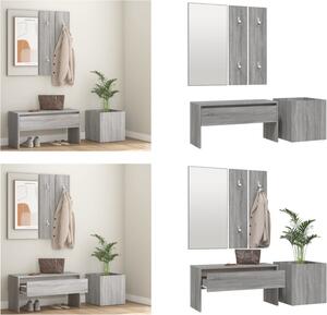 VidaXL Set di mobili per corridoio in legno grigio Sonoma - Set di mobili per corridoio - Set di mobili per corridoio - Mobili per corridoio - Set di mobili per corridoio