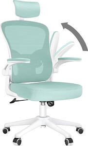 Sedia da ufficio - Sedia ergonomica da ufficio - Sedia girevole con supporto lombare - poggiatesta, braccioli e altezza regolabili - bianco e verde