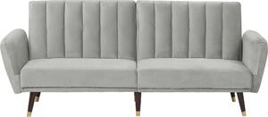 Divano BELIANI Divano letto in velluto grigio chiaro con funzione di letto per il soggiorno Divano glamour