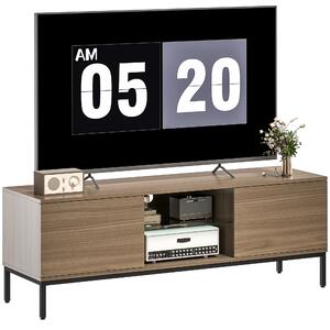 HOMCOM Mobile TV con Scomparto Foro Cavi e Ripiano Regolabile per Televisore da 60 Pollici 140x40x49,5 cm Grigio | Aosom Italy