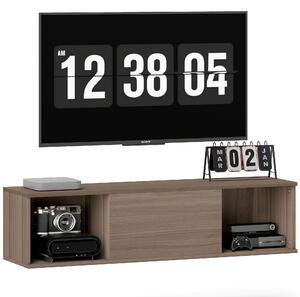 HOMCOM Armadio da Bagno a Parete Mueble da Bagno Appeso con 2 Scomparti Aperti e Porta Ribaltabile 120x30x29,5 cm Marrone | Aosom Italy