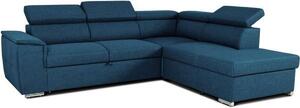 Divano angolare modulare reversibile CASAPY Daytona, con funzione letto e spazio contenitivo, 3 poggiatesta regolabili in altezza, dimensioni 260 x 216 cm, colore blu