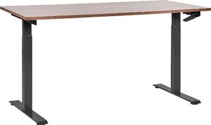 BELIANI Scrivania regolabile in altezza piano in legno scuro struttura in acciaio nero 160 x 72 cm regolazione manuale in altezza ufficio moderno