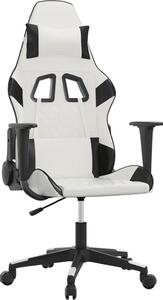 Sedia da Gaming Massaggiante Bianco e Nero in Pelle finta