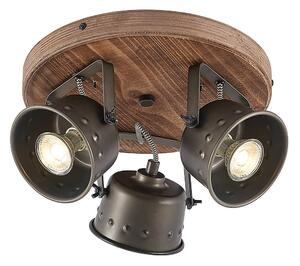 Faretto da soffitto Lindby Rubinjo, Ø 31 cm, 3 luci, legno, GU10