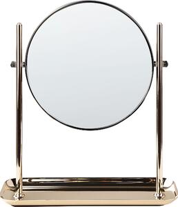 BELIANI Specchio cosmetico cornice in metallo dorato ø 20 cm con supporto 1x/3x lente d'ingrandimento bifacciale