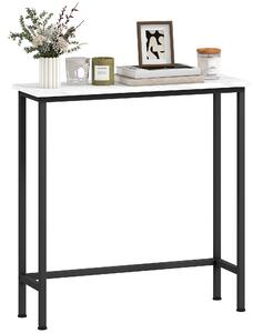 HOMCOM Tavolo Consolle da Ingresso con Piano Effetto Marmo, in Legno e Acciaio, 75x24x76 cm, Bianco e Nero | Aosom Italy