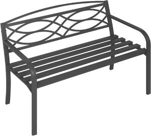 Panchina da giardino WOLTU in metallo resistente alle intemperie, panchina da parco per 2-3 persone, panchina da balcone, nera