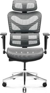 Diablo V-Commander Sedia ergonomica da ufficio Sedia direzionale Bracciolo 3D Supporto lombare Poggiatesta regolabile e sedile in rete Nero-Grigio