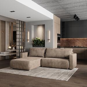 Divano angolare Masseno TURIN P con funzione letto a L, divano con box letto, divano da salotto, divano, divano, divano letto, set di divani - beige, POSO 02