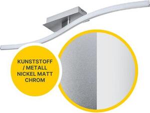 Lampada da soffitto LED MeLiTec, nichel opaco: Curvata: 1 Numero di fiamme: 1 Forma: Curvata
