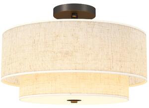 HOMCOM Lampada a Soffitto, Lampada a Sospensione con Doppi Paralumi in Lino, Bianco crema | Aosom Italy
