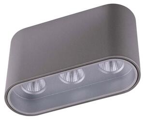 Lampada da soffitto a LED, alluminio pressofuso, grigio, argento, lunghezza 10,5 cm