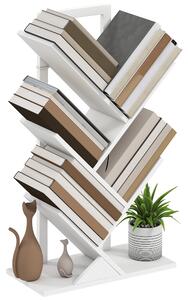 HOMCOM Libreria a Forma di Albero con 5 Ripiani e Sistema Anti-Ribaltamento per Salotto Camera 50x24x82 cm Bianco | Aosom Italy