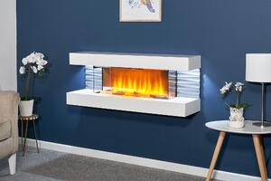 Sureflame WM-9332 caminetto elettrico da parete con plafoniera e telecomando in bianco puro