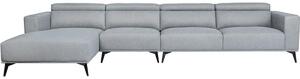 Divano ad angolo componibile - 4 posti - LEONIE - Tessuto grigio chiaro - Schienali regolabili - 357 x 175 x 75 cm