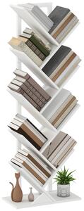 HOMCOM Libreria a Forma di Albero con 9 Ripiani e Sistema Anti-Ribaltamento per Soggiorno Camera da Letto 50x24x136 cm Bianco | Aosom Italy