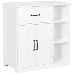 Kleankin Mobile da bagno, armadio da bagno su piedi con doppia porta, cassetto, scomparti aperti, 80x34x81cm, bianco | Aosom Italy