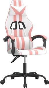 Sedia da Gaming Girevole Bianco e Rosa in Pelle finta
