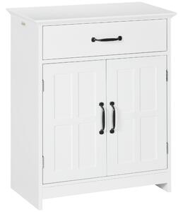 Kleankin Mobile Salle de Bain, Armadio Salle de Bain in Piedi con Doppia Porta, Cassetto e Ripiano Regolabile, 60x30x75cm, Bianco | Aosom Italy