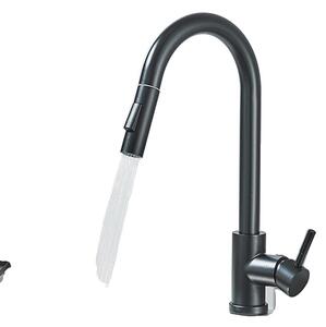 Rubinetto da cucina estraibile, rotazione a 360°, doppia modalità d'acqua, nero