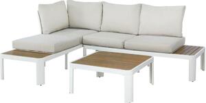 Set da giardino con divano ad angolo - Alluminio - 4 posti - OLANA - Bianco e beige