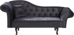 BELIANI Lounger imbottitura in velluto nero con bottoni e cuscino a sinistra stile retrò tradizionale facile da pulire adatto agli animali domestici