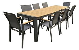 Mobili da giardino alluminio / WPC 9-TLG. Antracite / Marrone Set da pranzo per mobili da giardino Tavolo 260 cm + 8 sedie