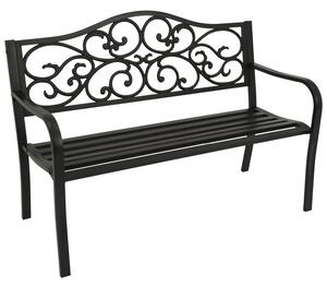 Panchina da giardino DEGAMO MANCHESTER a 2 posti 127 cm Metallo nero, schienale in ghisa