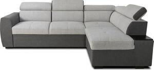 Divano letto CASAPY KELIO, modulare, per 4/5 persone, reversibile, con struttura in tessuto color antracite/grigio, dotato di 3 poggiatesta regolabili (6 posizioni), letto contenitore con materasso da 8 cm e vano portaoggetti integrato