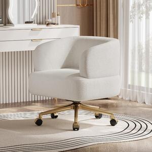 Merax sedia da ufficio girevole dal design contemporaneo, sedia da scrivania per il tempo libero con 5 rotelle, girevole a 360°, sedia imbottita in tessuto di ciniglia, beige