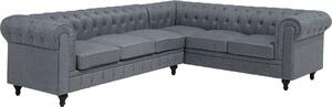 BELIANI Divano angolare a sinistra grigio chiaro imbottito chesterfield trapuntato vintage glamour