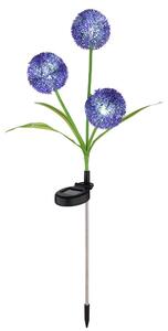Lampada solare a LED, soffione viola, acciaio inossidabile, H 75 cm