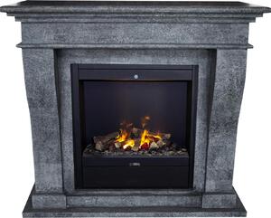 Caminetto a vapore acqueo Xaralyn - Kreta EAL-SWP - pietra naturale nera - riscaldamento 1500 Watt - con telecomando - caminetto elettrico Opti-Myst - caminetto da incasso incluso - caminetto decorativo
