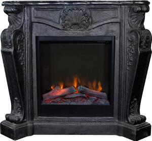 Caminetto elettrico Xaralyn - Louis ELE-B - pietra naturale nera - riscaldamento 1500 watt - con telecomando - caminetto da incasso incluso - caminetto decorativo