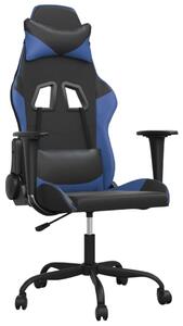 VidaXL Sedia da gioco con funzione massaggio in Pelle finta nera e blu