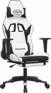 Sedia da gaming vidaXL con funzione massaggio e poggiapiedi, in Pelle finta bianca e nera
