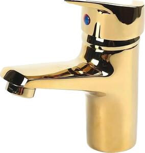 Miscelatore per lavabo, struttura in ottone resistente, design a risparmio idrico, materiale: ottone, finitura: oro