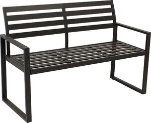 DEGAMO panchina da giardino panca da parco in alluminio ATLANTA 2 posti 123cm, alluminio nero, resistente alle intemperie