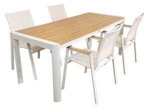 Mobili da giardino alluminio / WPC 5-PLG. bianco / marrone mobili da giardino set da pranzo tavolo 180 cm + 4 sedie