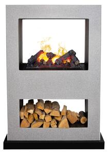 Camino elettrico a colonna – Camino a vapore, 200 Watt – 136x98x36 cm, MDF grigio