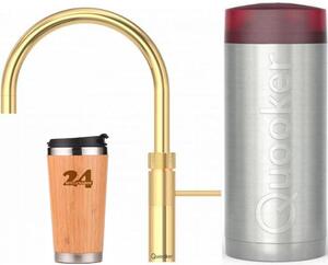 "QUOOKER FUSION Round COMBI+B 24 Carat Gold Edition & 100°C (22+FRGLD) Miscelatore per lavello con funzione acqua bollente a 100°C Inclusa tazza termica